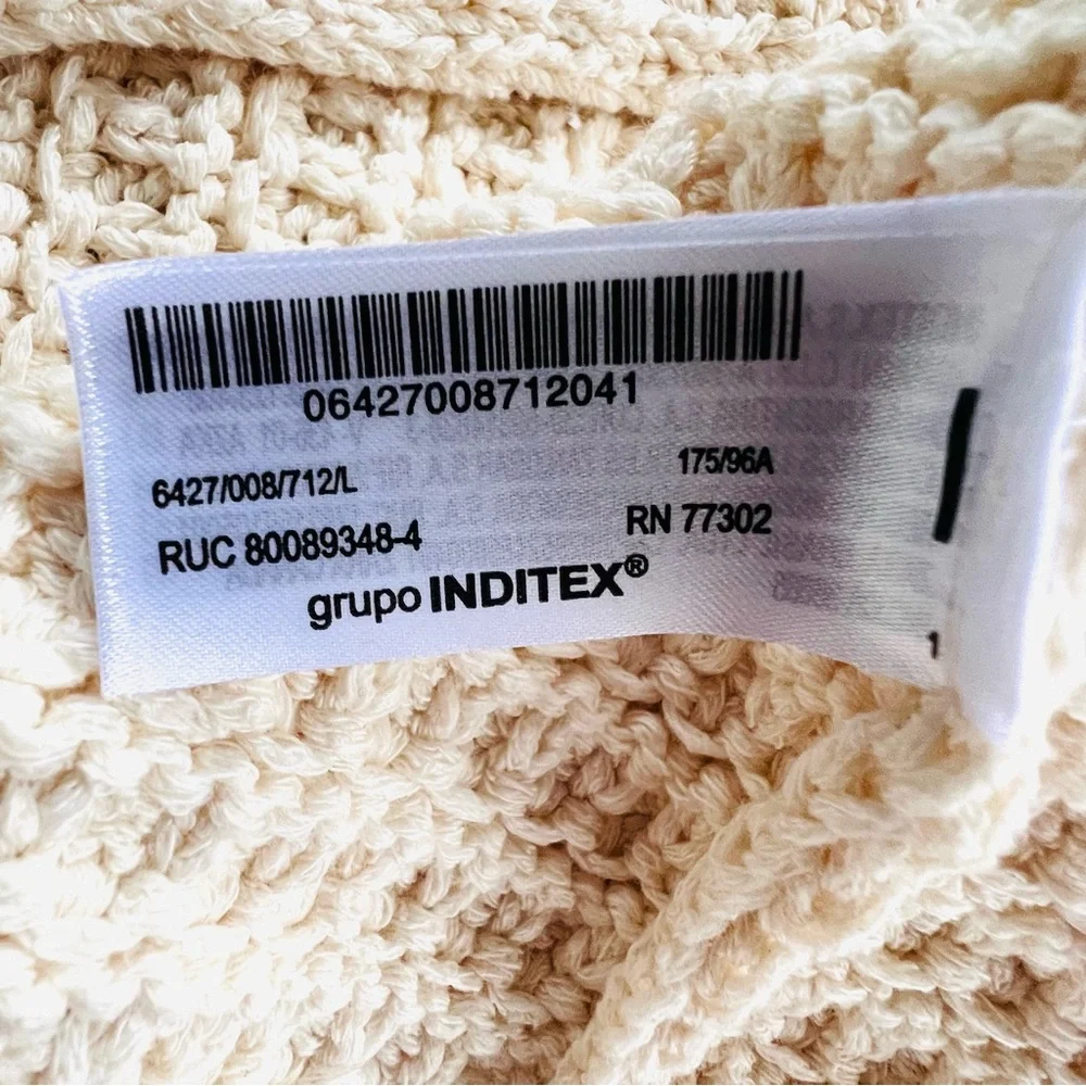 Zara Cream Cardigan Sweater - Cotton Blend Knit. Size L. - Picture 4 of 14